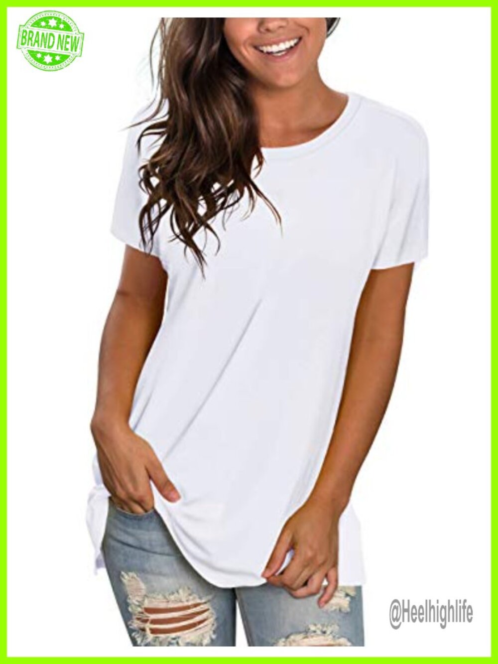 Womens Loose Fit Short Sleeve Tunic T-Shirt Crew Neck Casual Workout Yoga Top